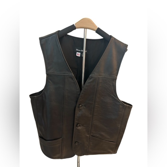 Steer Brand Other - Black Leather Vest - Size (L) - Made in the U.S.A.